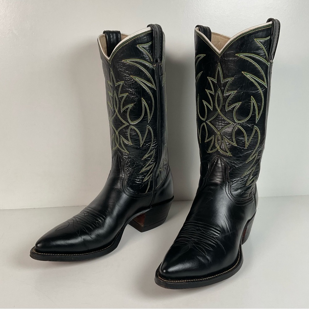 Vintage Nocona Cowboy Boots | 1970s | Black Calf | Men’s 7.5 D